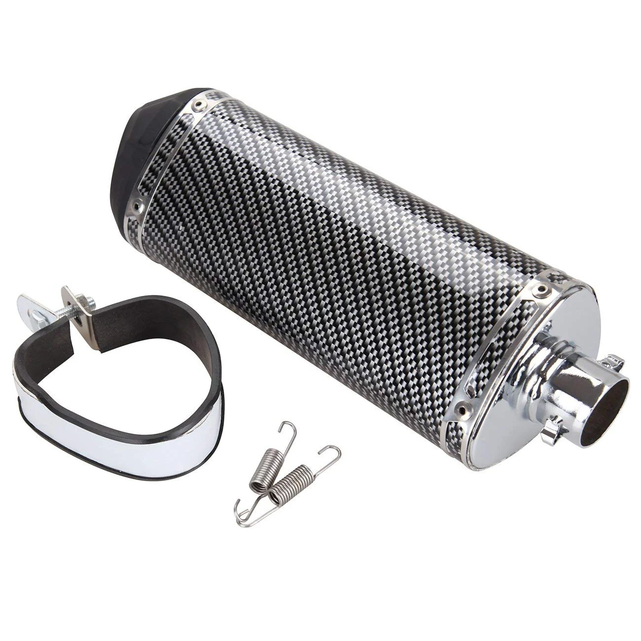 Carbon Fiber 38mm Motorcycle Scooter Exhaust Muffler Pipe W/ Movable Silencer - Image 2